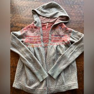 Free People Fair Isle Nordic Hooded Cardigan Sweater Size Small